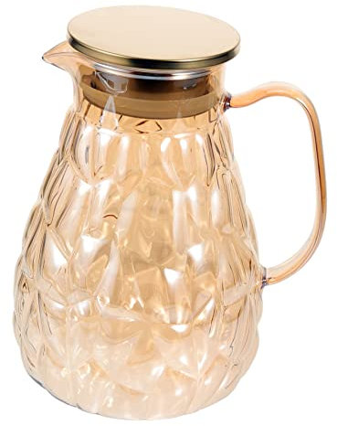YARNOW Carafe Verre Capacité Pichet à Boissons Pour Maison Et Événements Design Classique Avec Couvercle Anti-fuite Pour Thé Jus Et Boissons Froides