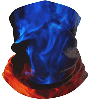 ENPAP Rote und blaue Flammen-Halsmanschette, weiche Gesichtsbedeckung, Halswärmer, Schlauch, Halbgesichtsmaske, Schal, Sturmhaube für Outdoor-Sportarten
