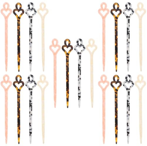 POPETPOP 20pcs Retro Chinese Hair Acetate Hair Sticks for Elegant Buns and Updos and Lightweight for Weddings Parties and Daily Use