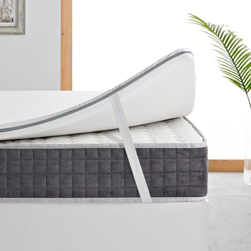 Surmatelas 105 x 190 cm viscoélastique 100% Confort et adaptabilité. Ergonomique, Respirant et Confortable. Soulage la Tension Musculaire. Housse avec Fermeture éclair Amovible