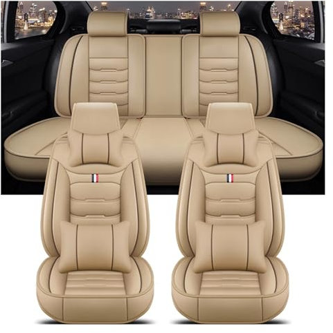 NOVEMS Autositz Schutzbezug Für SEAT Alle Automodelle/Für Leon/Für Arona/Für Ateca/Für Tarraco/Für Ibiza/Für Alhambra/Universal Autositzbezug Sitzbezüge Auto(Beige 5 Seat b)
