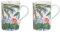 GENEVIEVE LETHU 535735 set di 2 tazze da 33 cl in porcellana – Colection SARUMBAYA Decor Fiori – Tazza da caffè, tè, tisana in scatola scatola