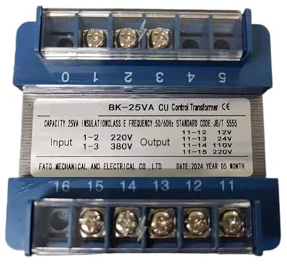 CAYUND Transformateur de contrôle BK-25VA 25W BK Type Transformateur de Puissance de contrôle Entrée 220V/380V Sortie 6,3V 12V 24V 36V(12V 24V 110V 220V)