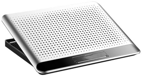 TINEASUR Soporte de Computadora Portátil con Ventilador Silencioso Base de Enfriamiento Delgada de Aluminio para Laptops Almohadilla de Refrigeración para Evitar Sobrecalentamiento Plata