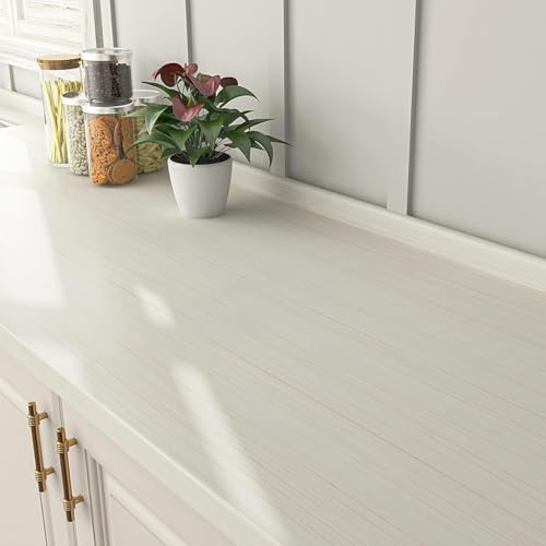 FunStick 60CMx5M Papier Peint Effet Bois Beige Papier Adhesif pour Meuble Cuisine Bois Papiers Peints Adhésif Mural Salon Beige Vinyle Adhésif Porte de Placard Papiers Peints Adhesif Plan de Travail