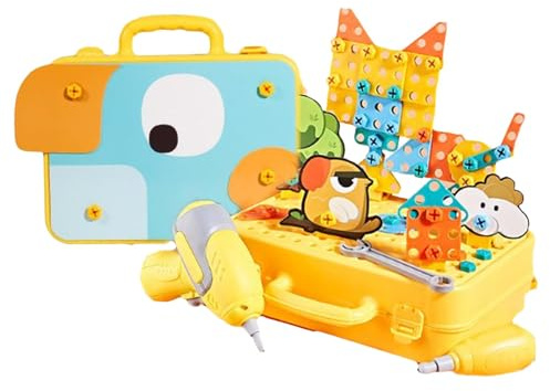 Boîte à Outils pour , boîte à Outils de créativité pour , Outil à vis de perceuse simulée de Puzzle, boîte à Outils à vis Polyvalente Jouet de Jeu