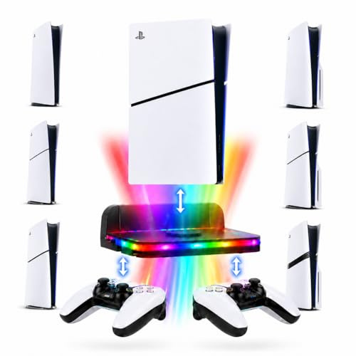Ps5 wall mount for All PS5 Models,Ps5 accessories stand with RGB Lights,Wall mount kit for ps5 pro/ps5 /ps5 slim console(digital/disc),ps5 shelf