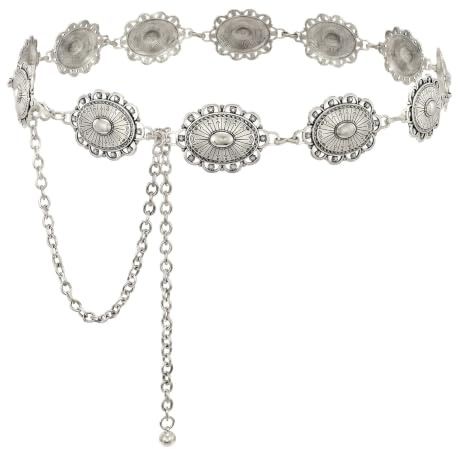 WHIPPY Damen Concho Kettengürtel taillenkette Türkis Taille Gürtel verstellbarer Metall Western Cowgirl Gürtel für Kleid
