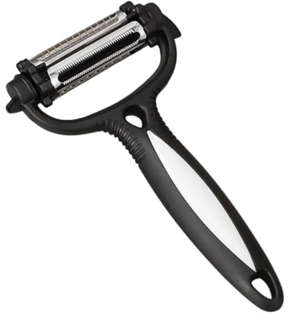 Pelapatate Multifunzione 3 in 1, Pelaverdure Professionale, Impugnatura Ergonomica, Lama in Acciaio Inossidabile, Taglio a Julienne - Nero