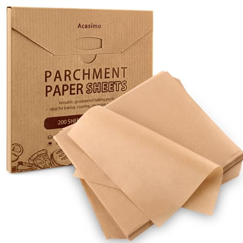 Parchment Paper Sheets, 200Pcs 8x8 Inch Squares Precut Parchment Sheets for Baking, Grilling, Air Fryer, Non-Stick Square Pan Liners Oven Paper for Bread, Cake, Cookies, Roasting, Wrapping, Steaming
