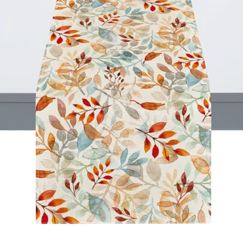Tischläufer Herbst Deko,33 x 183cm Herbstdeko Blätter Tischdeko Herbst | Herbst Tischläufer Saisonnal Küche Tisch Dekoration für Drinnen Draußen Erntedankfest Bauernhaus Herbst Dekoration