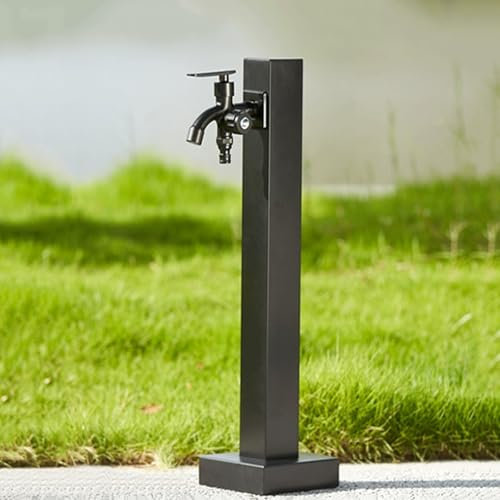 Fontana da Giardino Esterno in Acciaio Inossidabile, Rubinetto Antigelo Fontanelle da Giardino Verticale con Doppio Rubinetto di Uscita De.ll'acqua(58cm/23in)