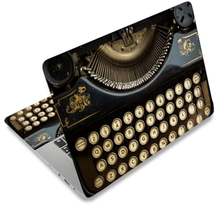 PLIGREAT Adesivo vintage per macchina da scrivere per computer portatile da 12, 13, 13,3, 14, 15, universale, rimovibile, in vinile, per PC