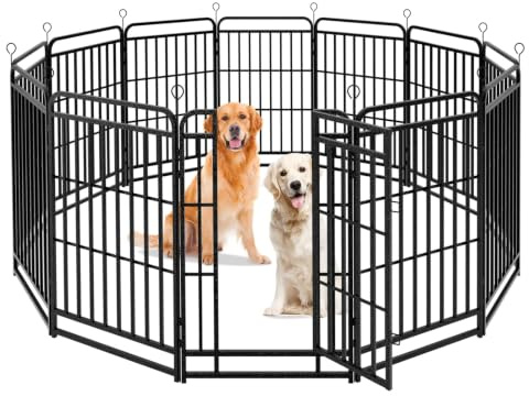 KioGro Welpenauslauf 100cm hoch, 12-teiliger Faltbarer Welpenlaufstall | Tierlaufstall mit Tür, Hundelaufstall Freilaufgehege für Hunde, Katze, Kaninchen & Garten, Aufbau werkzeugfrei