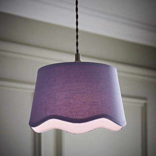 ValueLights | Mabel Small Lilac Scallop Edge Linen Lamp Shade and Bulb | Shades, Home Décor & Improvement Essential