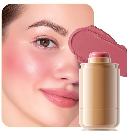Stick de blush de poche, crème mate, avec couleur intense, crème légère et respirante, pour joues, yeux et lèvres, longue durée et imperméable, pour femmes et filles, texture lisse
