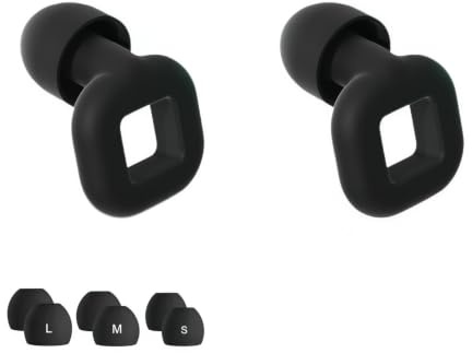 Silicone Ear Plugs for Sleeping, Reusable Soft Earplugs for Snoring & Side Sleepers, Noise Reduction Ear Plugs for Travel, Study, Work & Concerts with Carry Case, Black