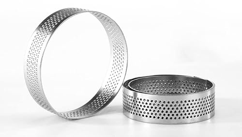 WUUKEPSG 1-8 Pezzi Mini Anello per Crostata in Acciaio Inox, Stampo per Crostatine, Piccolo Tagliapasta Circolare da 60/80 Mm, Anello per Torta, Stampo per Mousse per Torta Perforato Resistente Al Cal