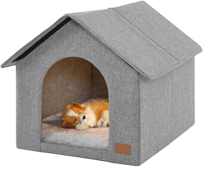 Indoor Dog House for Medium Dogs with Soft Cushion - Semi-Enclosed Warm Cave Bed for Pets Up to 20.8 Long