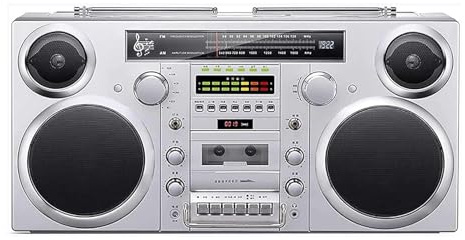 Retro Bluetooth-boombox med CD-spelare, AM/FM-radio, SD-kortplatser, Aux och USB - bärbar musik för hem, strand eller utomhus