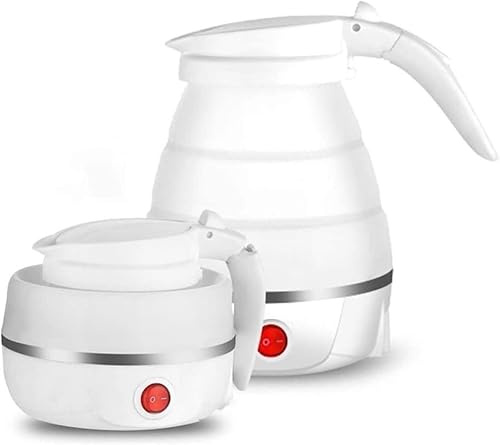 Bollitore elettrico pieghevole da viaggio, 110-240 V, termostato automatico, protezione da ebollizione a secco, in silicone alimentare, portatile, pieghevole, 0,6 l, blu (colore: blu)(bianco)