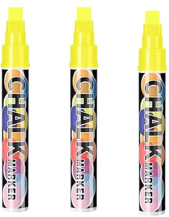 Generisch 8 Kreidestifte 10mm Jumbo Spitze für Tafel & Fenster Abwaschbar – Neon Chalk Marker, Filz & Meißelspitze, Whiteboard Stifte, Glasstifte, Fensterstifte Kinder, Flüssigkreide Bunt (Gelb)