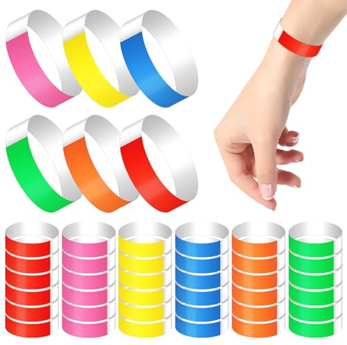 600 Pcs Wrist Bands for Event,Colorful Paper Wristbands,Waterproof and Durable,Personalised Wristbands,Festival Wristbands for Parties,Concerts and Competitions (6 Color)