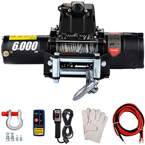 6000LBS 12V Recupero Auto Verricello Elettrico Serie Wound ar Train Wireles Telecomando Cavo di Acciaio for Heavy Duty ATV Uso domestico