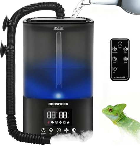 Tararium 5L Smart Reptile Humidifier with Auto Humidity Control - Terrarium Fog Machine for Snakes/Amphibians - Programmable Timer, Top Fill & Quiet Operation (<32dB)