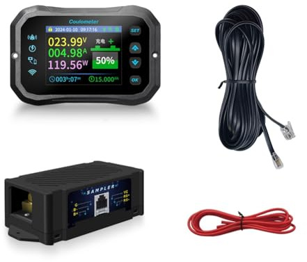 Puthernm Misuratore di Coulomb WiFi RV Battery Monitor Indicatore di capacità della Batteria Tester Power Volt-Ammeter per Tutte Le Batterie B