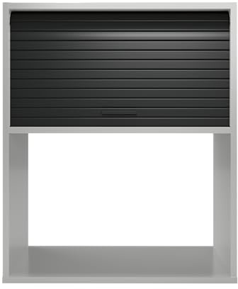 SIMMOB Meuble de Rangement de Cuisine pour Micro-Ondes, Coloris alu et Noir, à Suspendre ou à Poser, L.60 cm x HT. 72 cm x P. 40 cm
