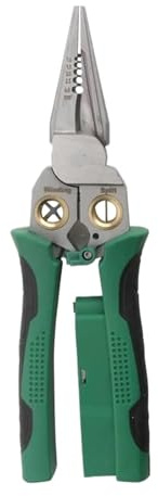 Pelacables eléctrico multifuncional 8 en 1 con tijeras for cortar y tensar cables.(Green)