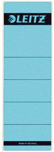 Leitz Rückenschilder selbstklebend für Standard- und Hartpappe-Ordner, 100 Stück, 80 mm Rückenbreite, Kurzes und breites Format, 62 x 192 mm, Papier, blau, 16421035