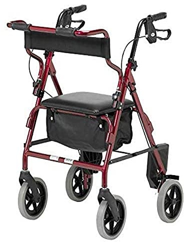 Homecraft Four Wheeled Rollator Walker with Breaks, Foot Rest, Seat and Basket, Mobility and Support Aid for Elderly, Disabled and Handicapped Users