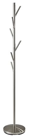 Adesso Evergreen Coat Rack with Brushed Steel Finish – Space-Saving Entryway Organizer Perfect for Coats, Bags, Purses and Hats – 6 Hooks, 67 Tall