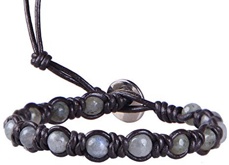 KELITCH Leder Wickelarmbänder Weiß Türkis Totenkopf Armbänder Handgefertigt Türkis Armbänder Armreif