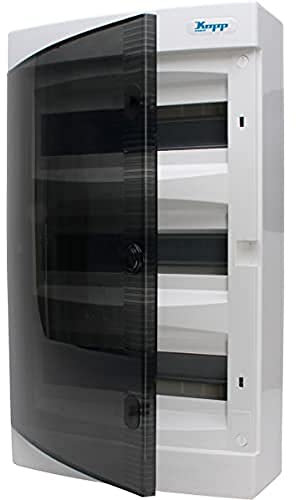 Kopp Aufputz-Verteilerkasten mit Tür 3-reihig für 36 Pole, 1 Stück, Grau/Schwarz, 350913049