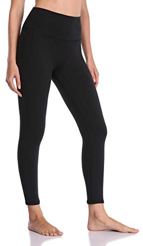 YUNOGA Women's High Waisted Workout Leggings 25 Inseam Ultra Soft Tummy Control Yoga Pants (M, Black)