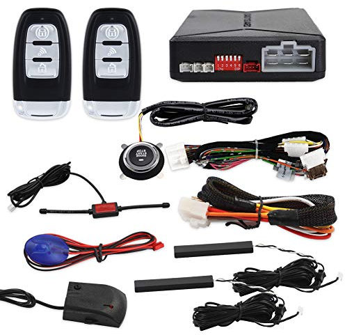 EASYGUARD EC010 PKE car Alarm with Push Start Button, Remote Engine Start & Shock Alarm Warning Proximity Lock Unlock DC12V