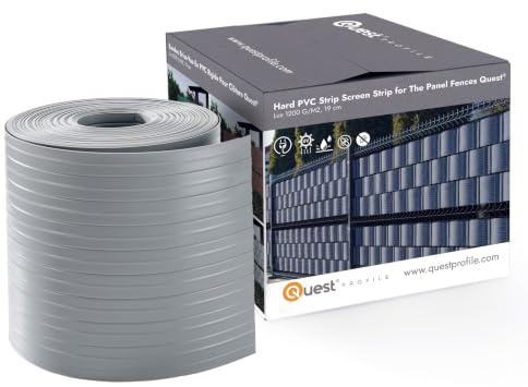 Quest Sichtschutzstreifen Hart-PVC 19 cm - Grau, 252 cm, Set mit 10