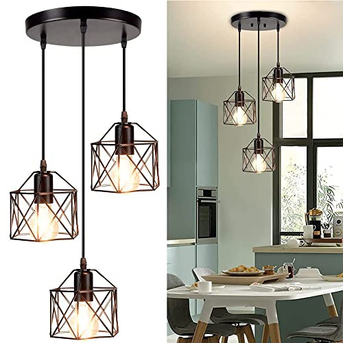Chao Zan LED Nordic Creative Eisen Kronleuchter E27 Geometrische Pendelleuchten Vintage Industrial Metal Hängelleuchte,für Ess- / Wohnzimmer/Küche/Büro/Arztpraxis, Deckenleuchten,Hänge Pendelleuchten