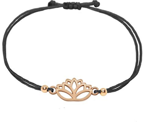Selfmade Jewelry Armband Damen Roségold Lotus Größenverstellbares Armkettchen mit Lotusblüte Handmade Inkl. Geschenk-Verpackung