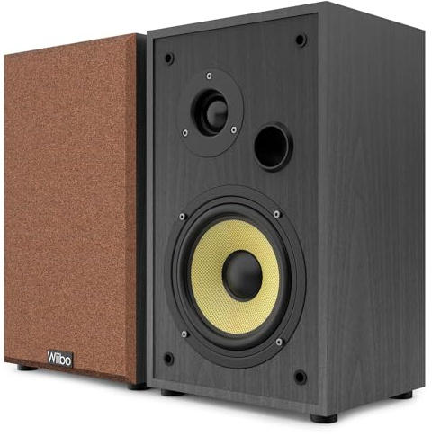 Wiibo String 15 V2 Black- Altavoces HiFi de Estantería - Potencia de 100W - Nivel de Presión Sonora >80dB - Tweeter de 2 Pulgadas y Woofer de 5 Pulgadas - Pareja de Altavoces con Sonido Envolvente