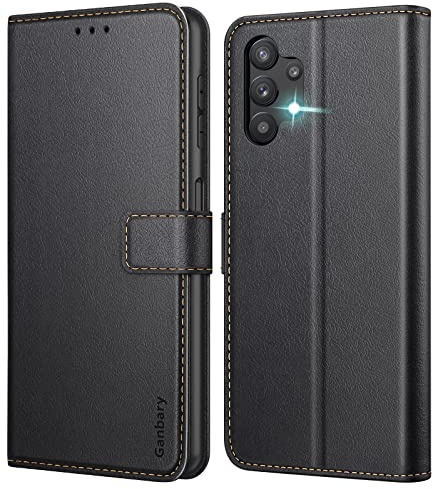 Ganbary Coque pour Samsung Galaxy A13 4G (Pas pour 5G), [Housse en Cuir PU Premium] [Etui à Rabat] [Pochette de Portefeuille], Étui de Protection pour Samsung A13 4G - Noir