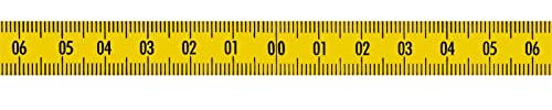 DEWEPRO Skalenbandmaß mit Nullpunkt in der Mitte, nach links und rechts bis 40cm steigend - Duplex-Teilung - aus Stahl - gelb mit Polyamidbeschichtung - Rückseite mit Selbstklebefolie - Breite: 13mm