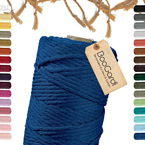 BooGardi Makramee Garn · viele Farben · Blau 5mm x 100m · 3mm oder 5mm · Wollgarn · kreatives knüpfen weben Stricken · DIY Boho Garn