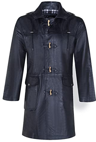 Infinity Leather Duffle-coat Homme Noir Classic 3/4 En Cuir 5XL
