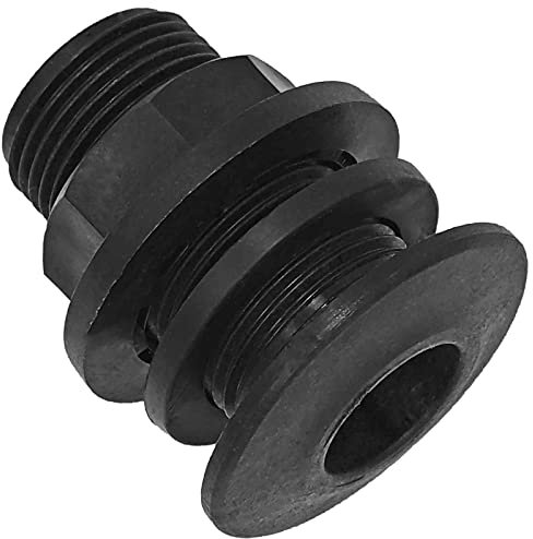 Tank Fass Regentonnen Durchführung Verschraubung mit Anschlag aus Kunststoff PP mit Dichtung 3/4 Zoll AG Außendurchmesser für Loch Durchmesser 26mm Gewinde Fitting schwarz