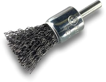 Kibros Lot 6 brosses en bout pinceau tige Ø 6 mm fil acier dur Ø 18 mm | Fil acier dur Ø 0,30 mm, pour perceuse ou visseuse à mandrin, ébavurage décapage nettoyage surfaces métalliques.