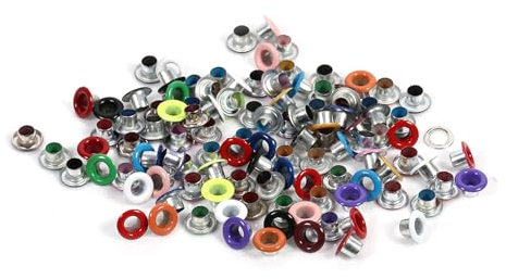 LiebeWH 100 Ensembles d'œillets Ronds en Métal de 4Mm, œillets de Scrapbooking, œillets Blancs, Trou de Carte de Scrapbooking, Accessoire de Vêtement Artisanal en Cuir (Couleur mélangée)